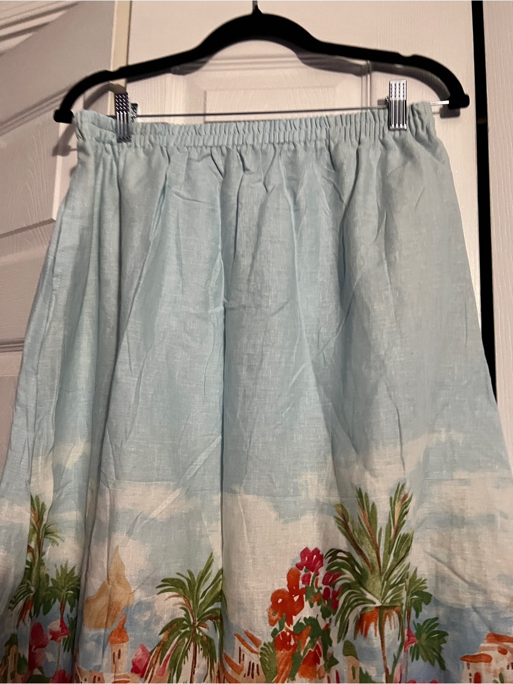 Calypso St. Barth Sky Blue Maxi Skirt with Floral Border - Picture 5 of 8